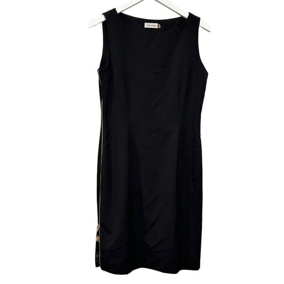 Calvin Klein Size 8 LBD Sleeveless Side Zip Mini Sheath Dress Black Career Work - Picture 1 of 11